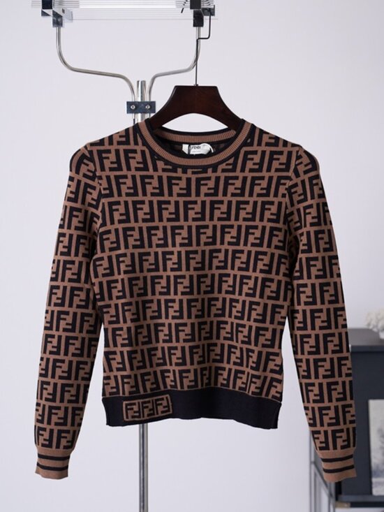 Fendi Sweaters - Fendi FF Monogram Cotton Knit Sweater